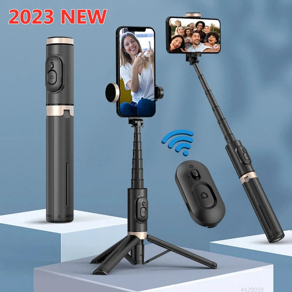 Roreta 2024 NEW Bluetooth Selfie Stick  Foldable Wireless Tripod with Bluetooth Shutter Monopod Live Photograph for iphone