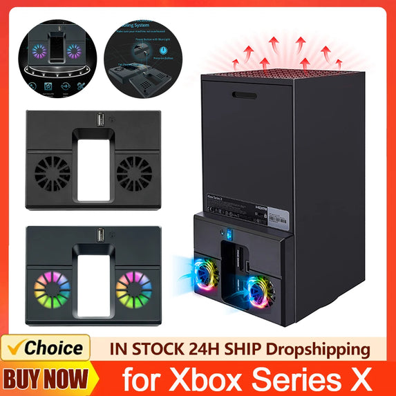 Vertical Cooling Fan with Dual Fans and USB Port Cooling Stand Cooling System Host Side Radiator for Xbox Series X